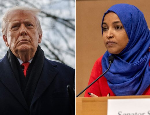 Left: President Donald Trump; Right: Rep. Ilhan Omar