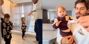 Zé Felipe com as filhas (redes sociais)