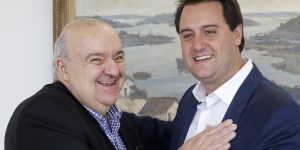 Foto: Prefeito de Curitiba, Rafael Greca ao lado do governador Ratinho Junior. (