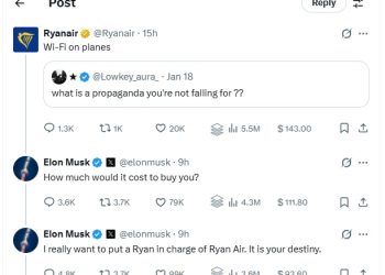 Elon Musk e CEO da Ryanair trocam farpas públicas com ameaças e provocações