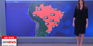 Paula Nobre mostra o mapa de temperaturas máximas no Brasil nesta quarta-feira (17