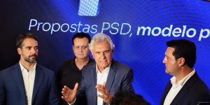 Foto: 1 de 2 Caiado ao lado de Leite, Kassab e Ratinho Jr. — Foto: Paulo Gomes/T