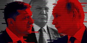 m colorida de Trump, Zelensky e Putin
